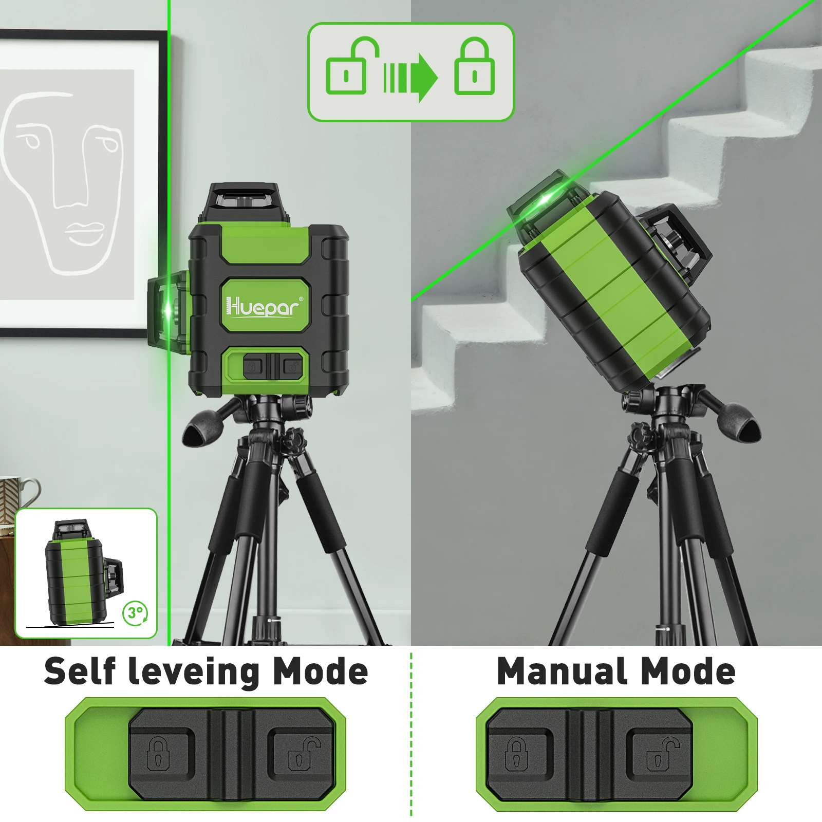 Huepar HM03CG Laser Level Gree - Stud Finder With Laser Level review and price