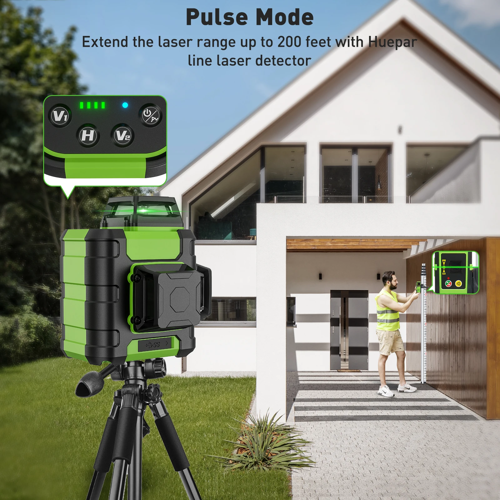 Huepar HM03CG Laser Level Gree - Stud Finder With Laser Level review and price