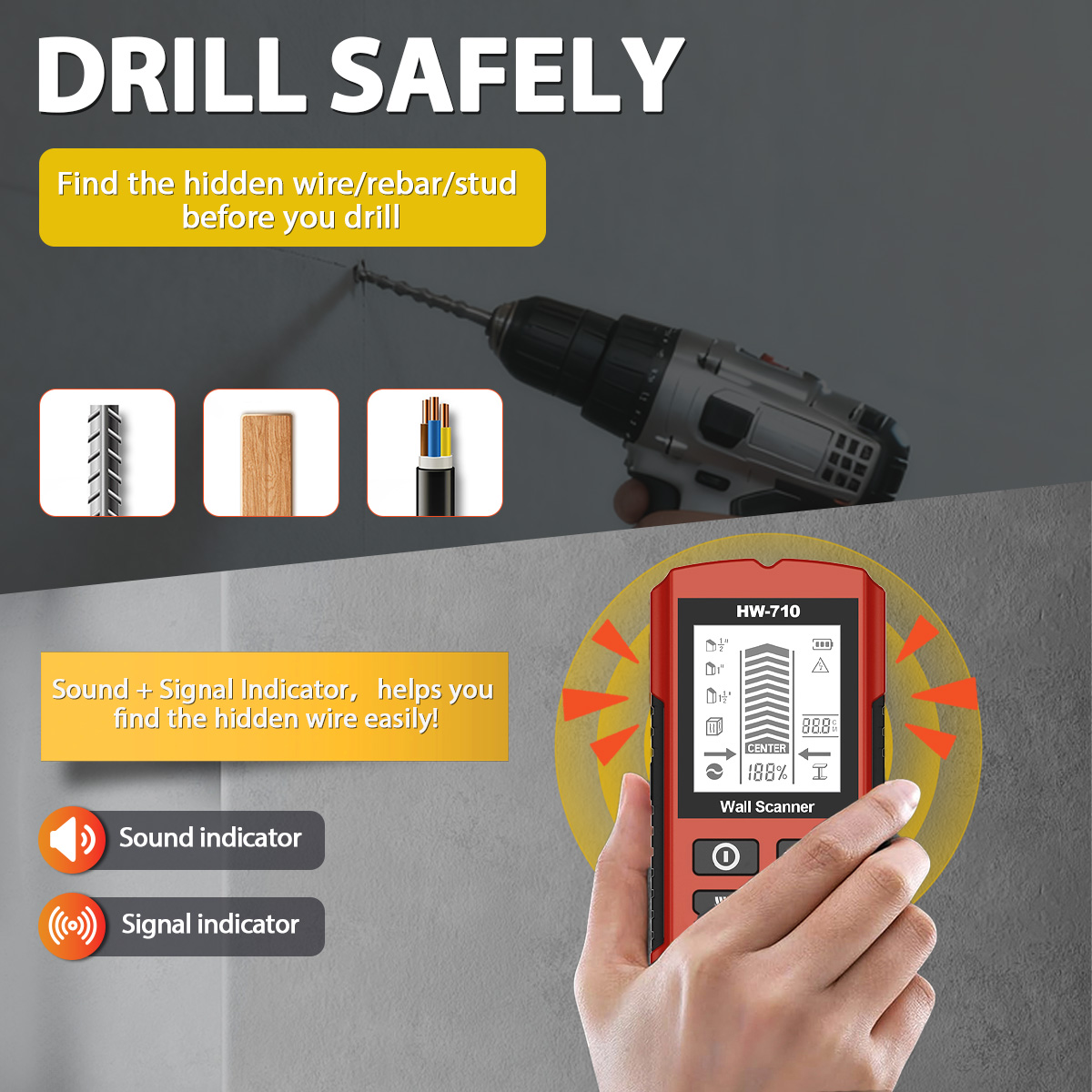 HW-710 Stud Finder Wall Scanne - Pipe Detector Wall Scanner review and price