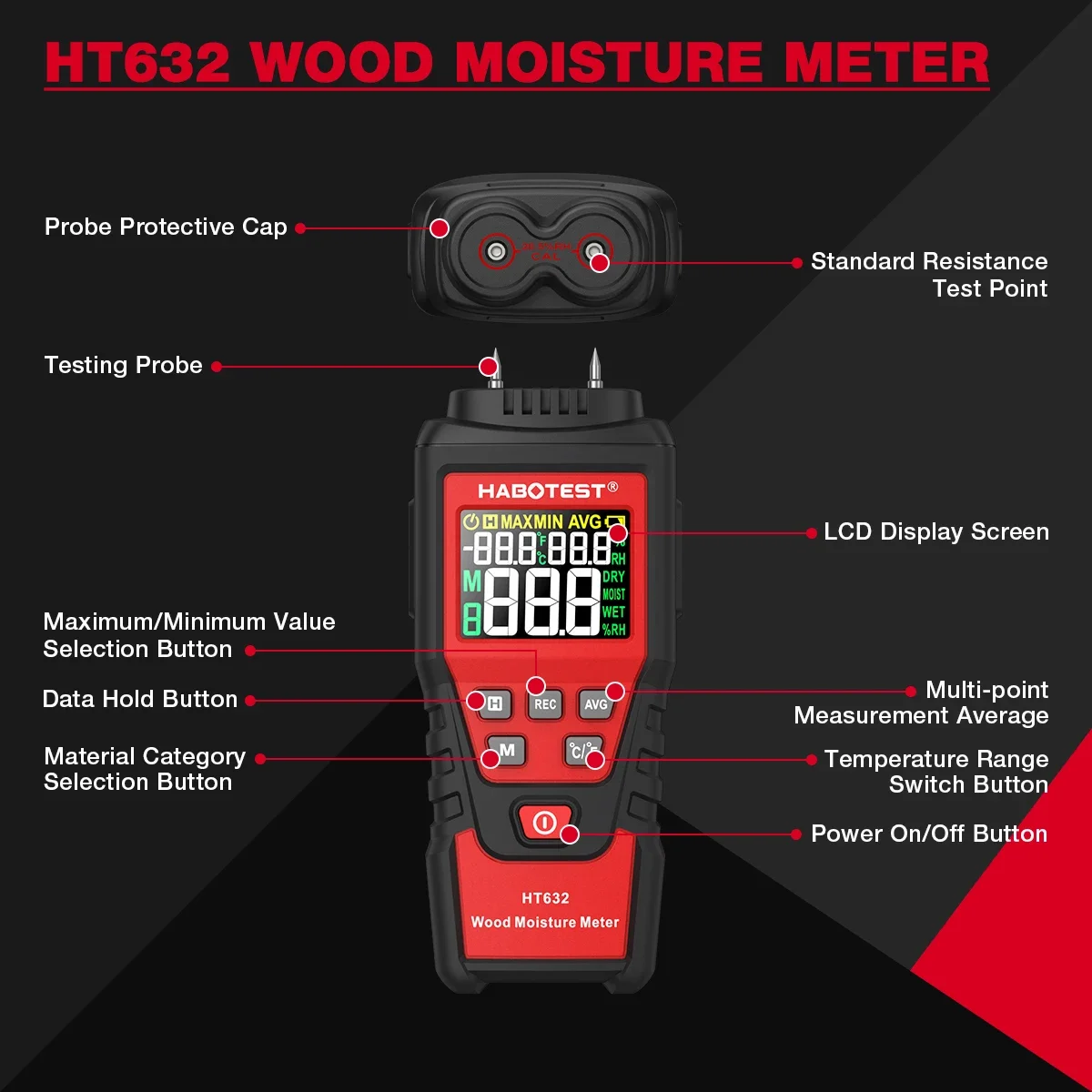 HABOTEST HT632 Digital Moistur - Moisture Meter Wall Wood review and price