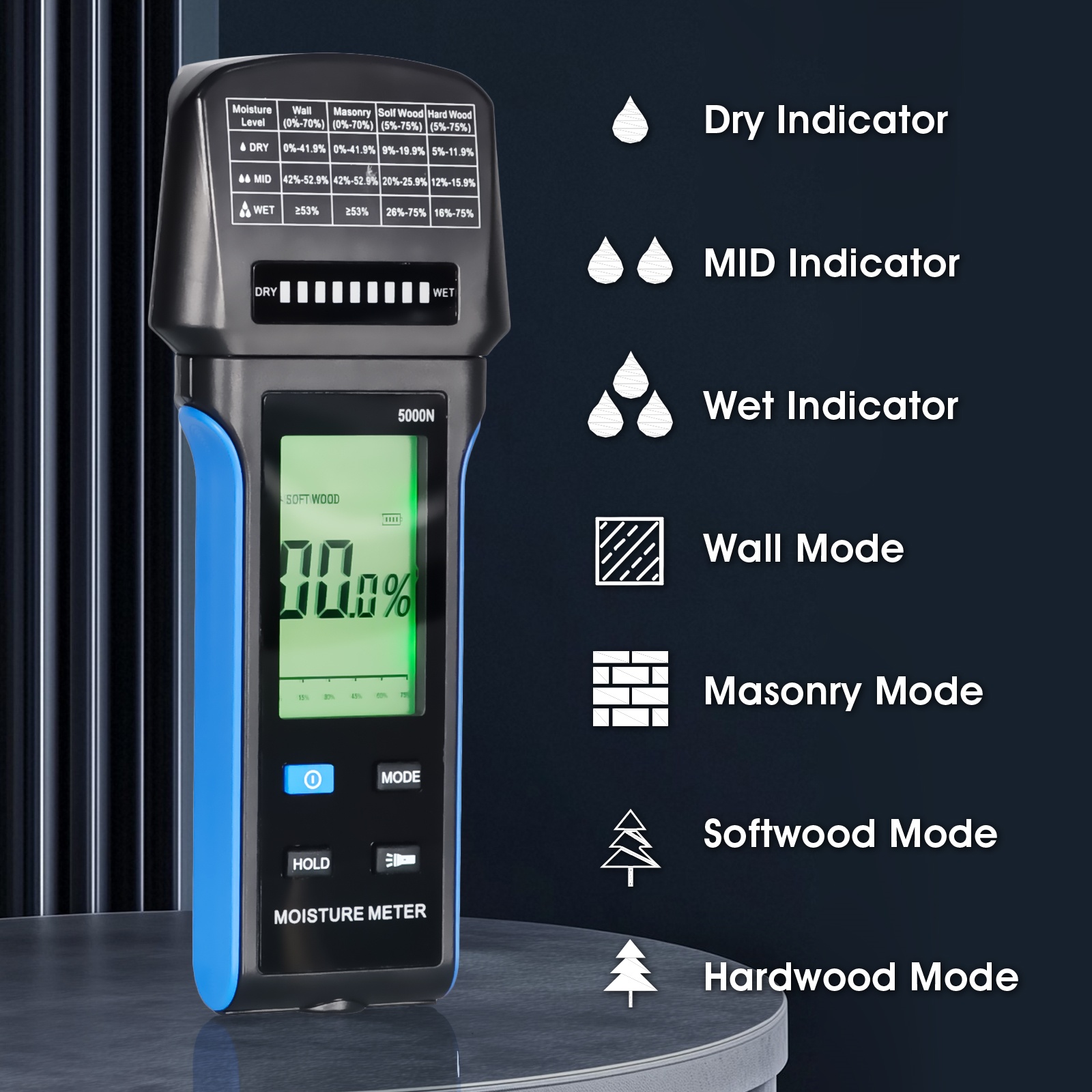 HoldPeak 5000N Pinless Moistur - Moisture Meter Wall Wood review and price