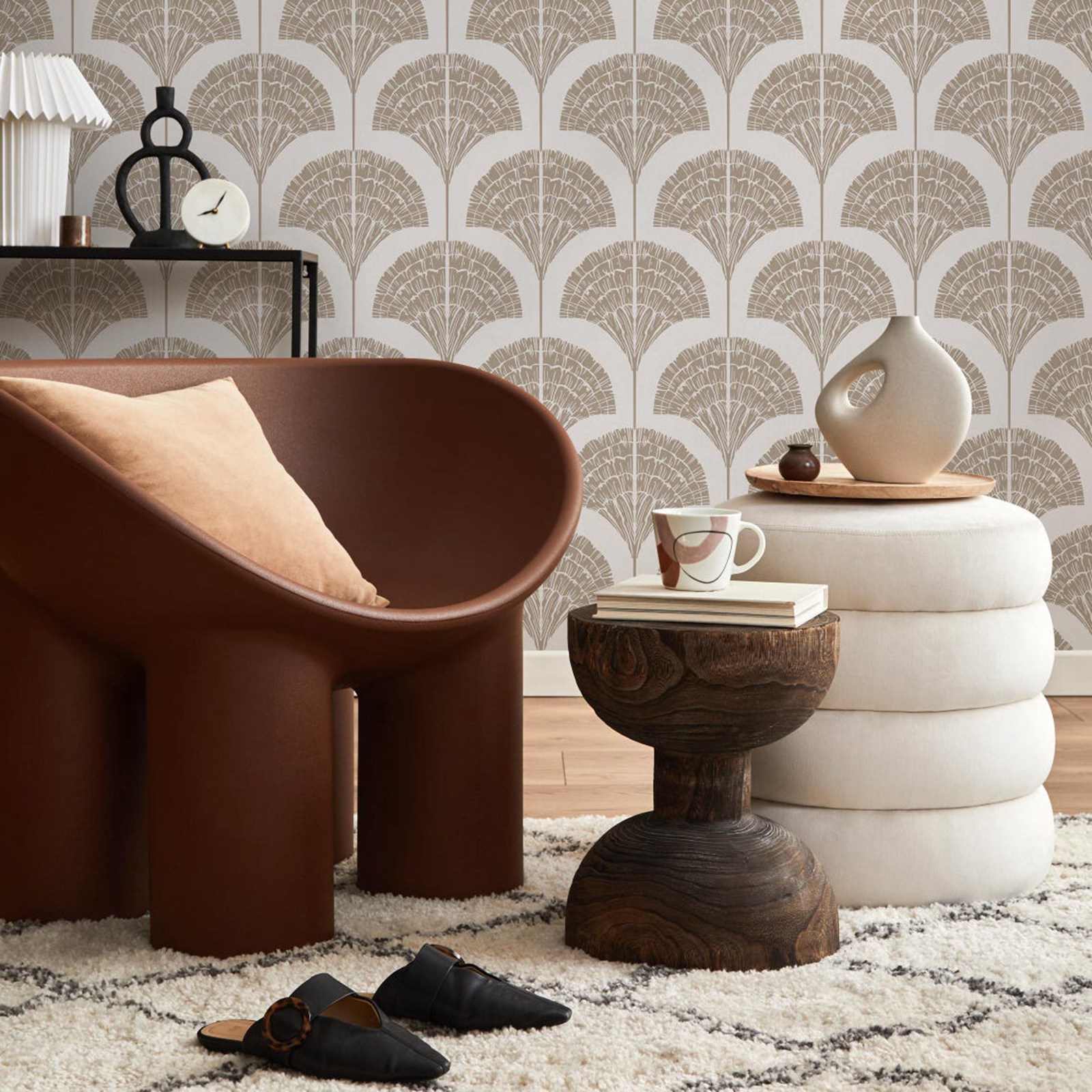 Wallpaper Beige Boho Arches Wa - Moisture Meter Wall Wood review and price