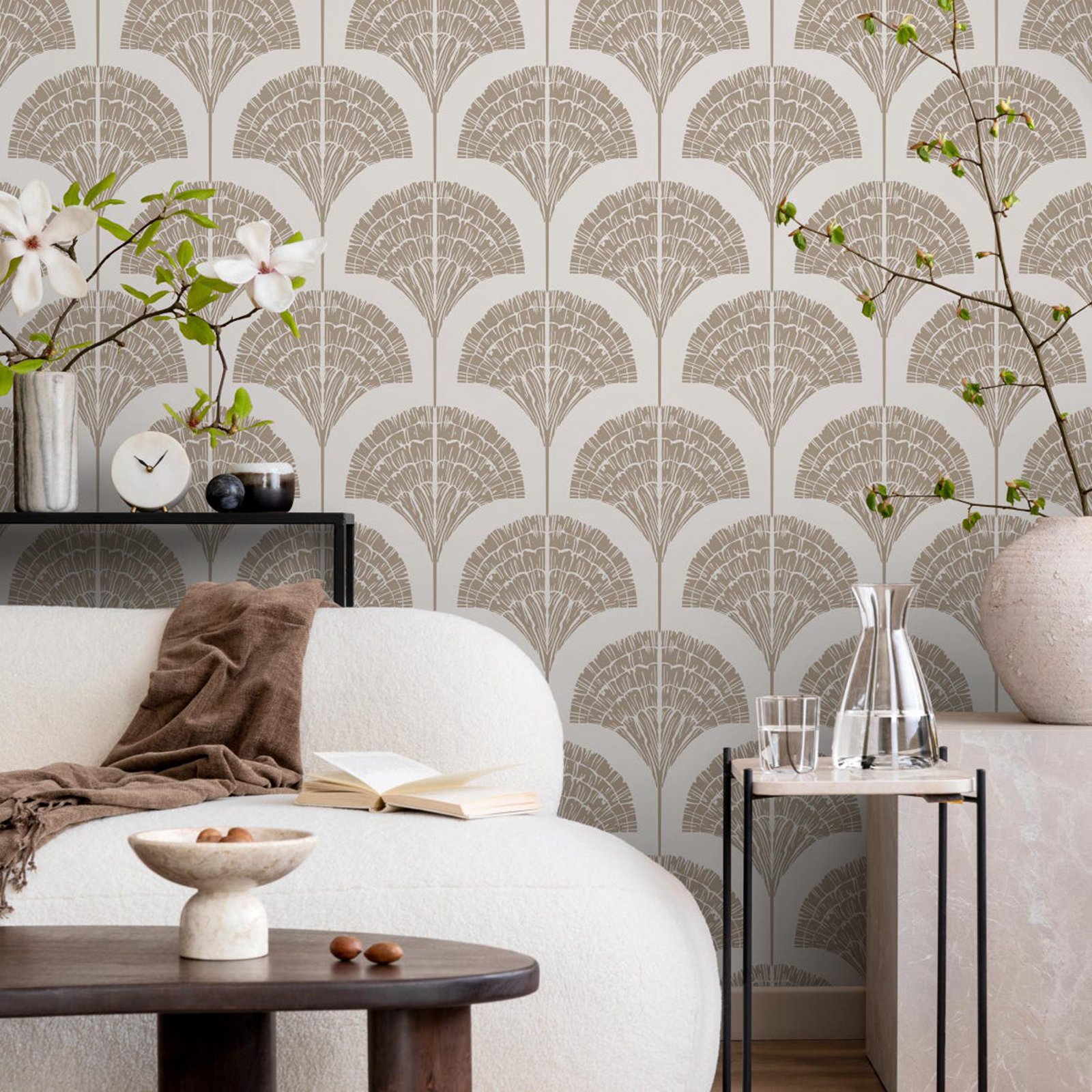 Wallpaper Beige Boho Arches Wa - Moisture Meter Wall Wood review and price